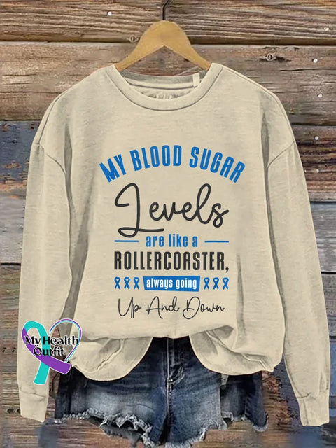 Diabetes Awareness Print Casual Sweatshirt Sand / S