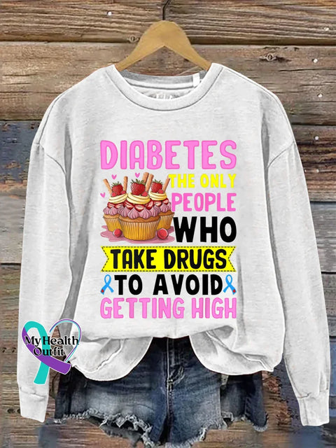 Diabetes Awareness Print Casual Sweatshirt White / S