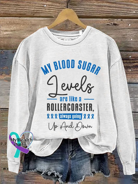 Diabetes Awareness Print Casual Sweatshirt White / S