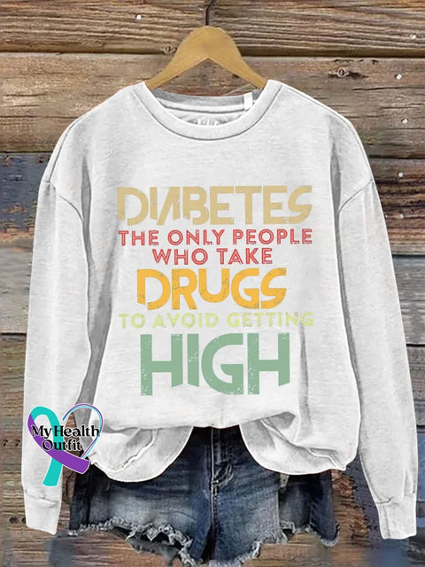 Diabetes Awareness Print Casual Sweatshirt White / S