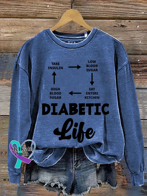 Diabetic Life Diabetes Awareness Print Casual Sweatshirt Blue / S