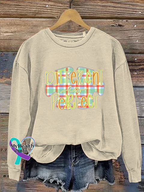 Different Is Perfect Autism Awareness Puzzle Print Casual Sweatshirt Beige / S