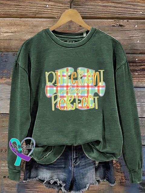 Different Is Perfect Autism Awareness Puzzle Print Casual Sweatshirt Green / S