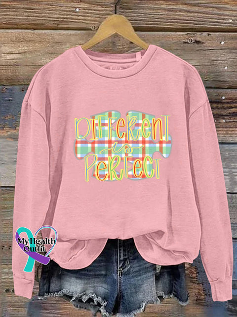 Different Is Perfect Autism Awareness Puzzle Print Casual Sweatshirt Pink / S