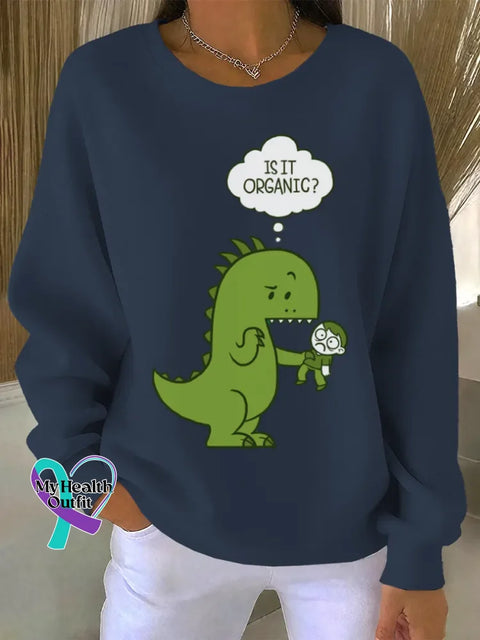 Dinosaur Funny Art Print Casual Sweatshirt Blue / S