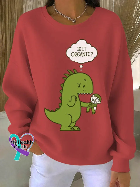 Dinosaur Funny Art Print Casual Sweatshirt Red / S