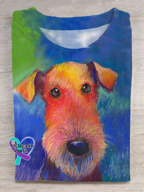 Dog Art Print Casual T-Shirt As Picture / S