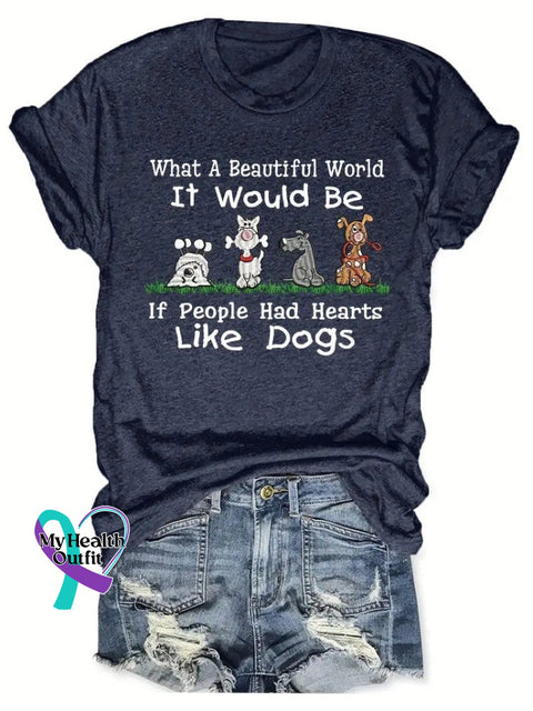 Dog Lover Letter Inspirational Art Printed T-Shirt Blue / S