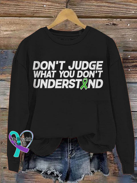 Don’t Judge What You Understand Mental Health Awareness Pattern Print Casual Sweatshirt Black / S