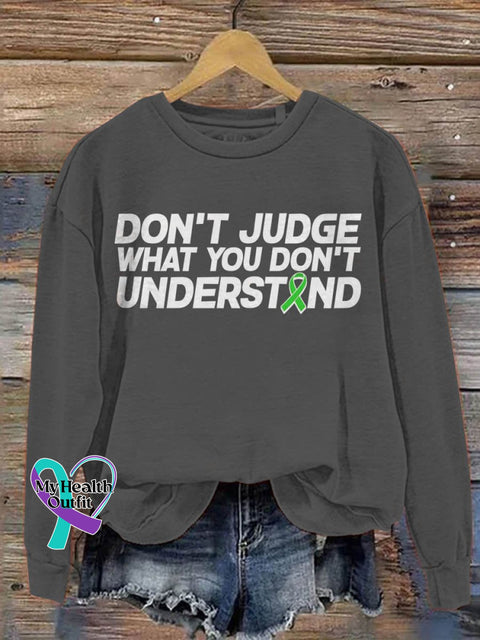 Don’t Judge What You Understand Mental Health Awareness Pattern Print Casual Sweatshirt Grey / S