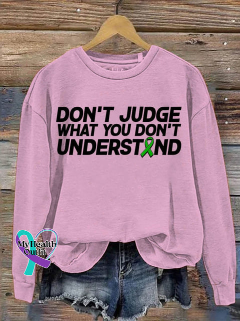 Don’t Judge What You Understand Mental Health Awareness Pattern Print Casual Sweatshirt Pink / S