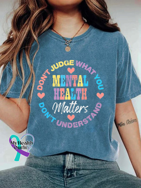 Don’t Judge You Understand Art Print Casual T-Shirt Blue / S