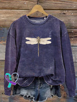 Dragonfly Art Print Casual Sweatshirt Multicolor / S