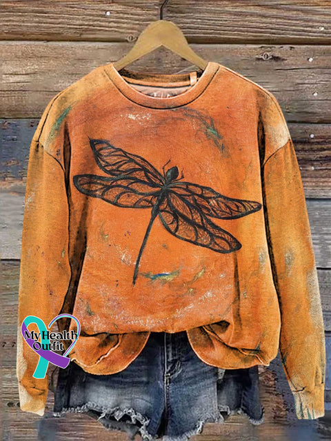 Dragonfly Love And Peace Casual Sweatshirt Multicolor / S