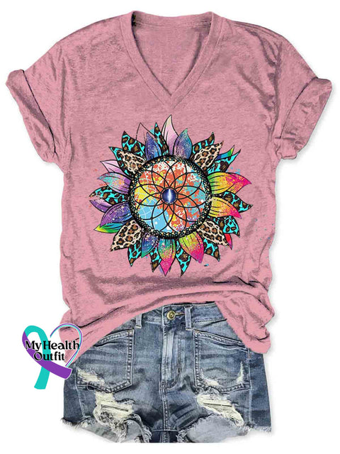 Dreamcatcher Art Women’s V-neck Casual T-Shirt Pink / S