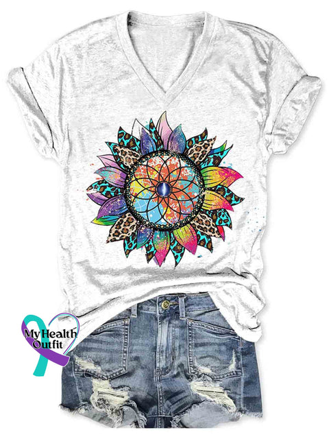 Dreamcatcher Art Women’s V-neck Casual T-Shirt White / S