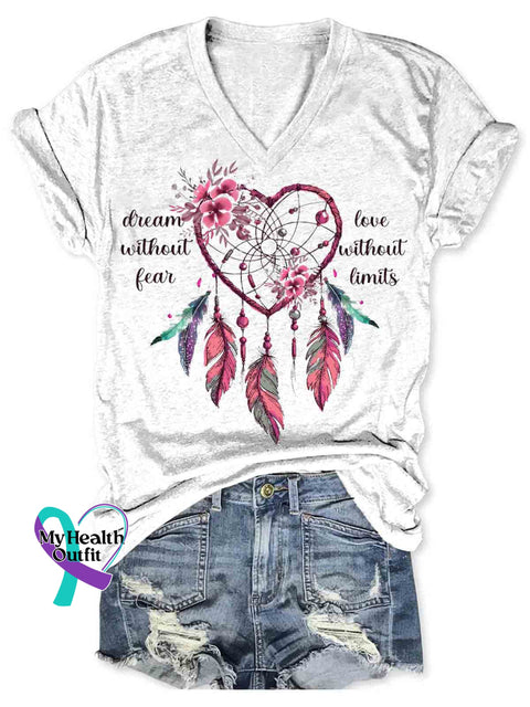 Dreamcatcher Art Women’s V-neck Casual T-Shirt White / S