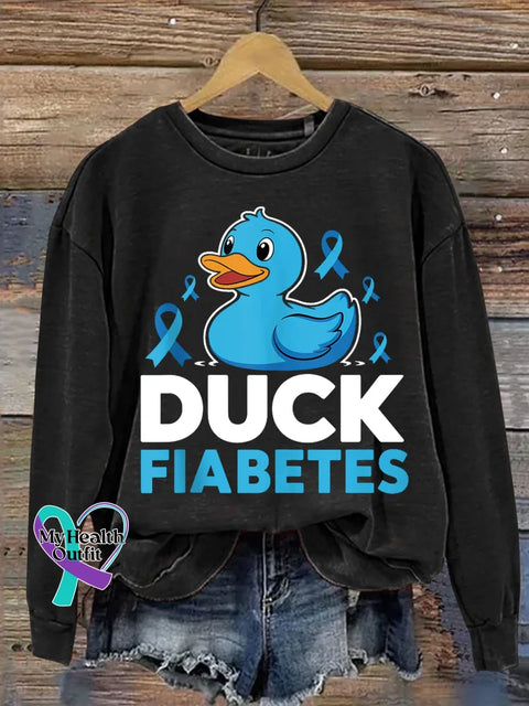 Duck Fiabetes Diabetes Awareness Print Casual Sweatshirt Black / S