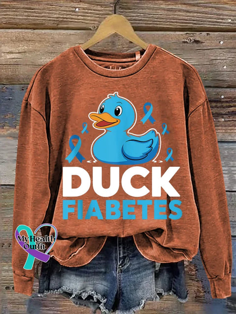 Duck Fiabetes Diabetes Awareness Print Casual Sweatshirt Orange / S