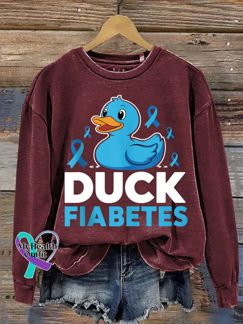 Duck Fiabetes Diabetes Awareness Print Casual Sweatshirt Red / S