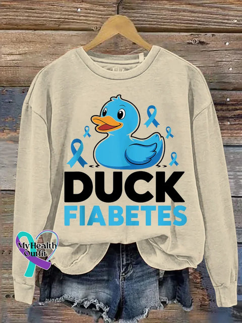 Duck Fiabetes Diabetes Awareness Print Casual Sweatshirt Sand / S