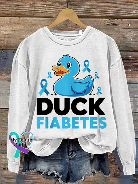 Duck Fiabetes Diabetes Awareness Print Casual Sweatshirt White / S