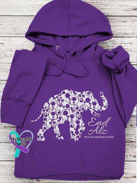 End Alz Because Memories Matter Art Print Casual Hoodie Purple / S