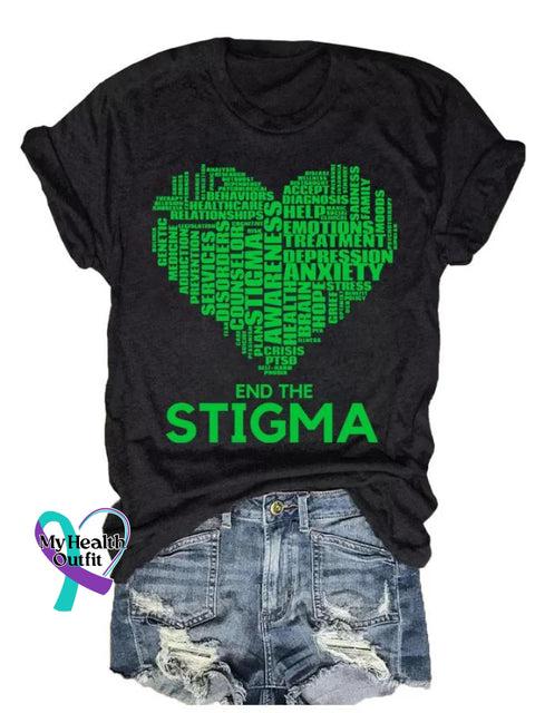 End The Stigma Art Print Casual T-Shirt Black / S