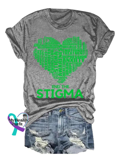 End The Stigma Art Print Casual T-Shirt Grey / S