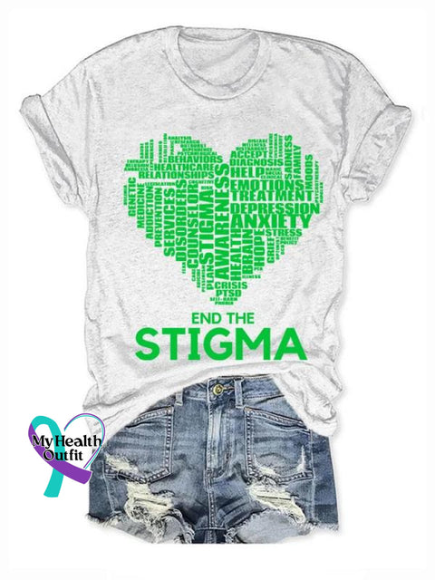 End The Stigma Art Print Casual T-Shirt White / S