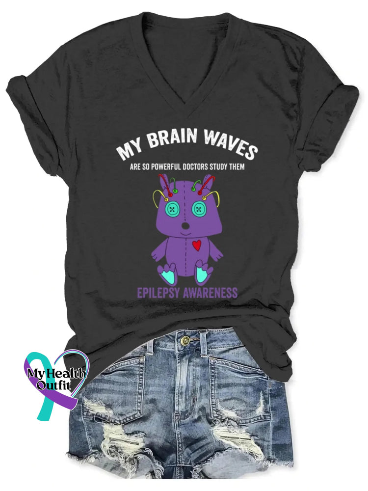 Epilepsy Awareness Art V-neck Casual T-Shirt Black / S