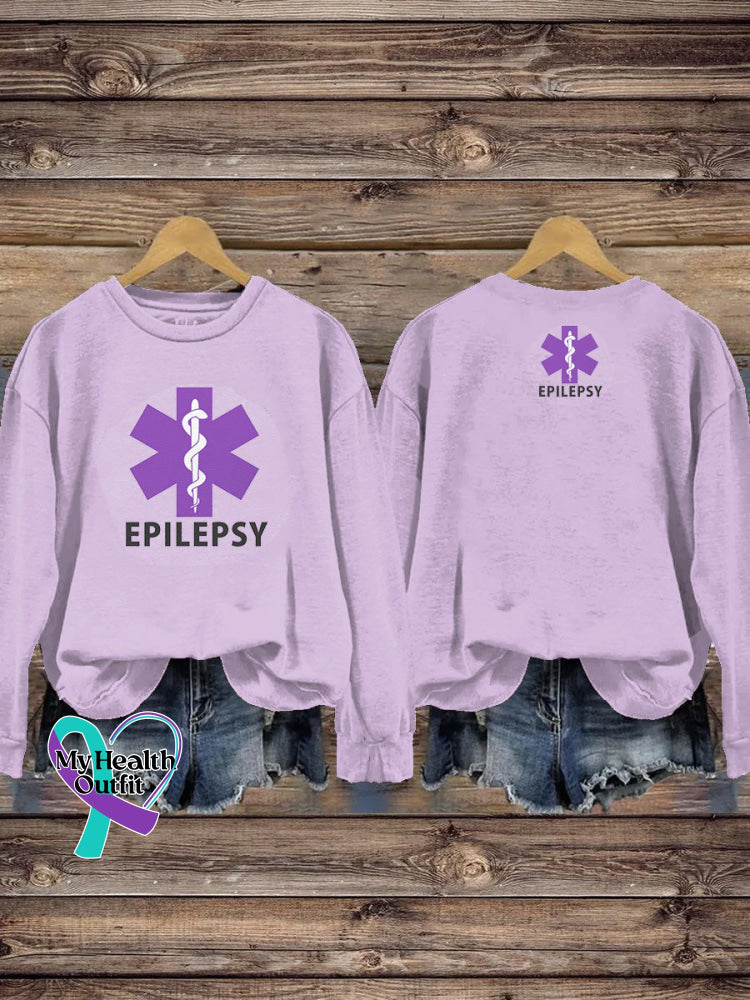 Epilepsy Awareness Printed Casual Crew Neck SweatshirtC Purple / S