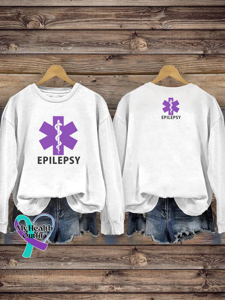 Epilepsy Awareness Printed Casual Crew Neck SweatshirtC White / S