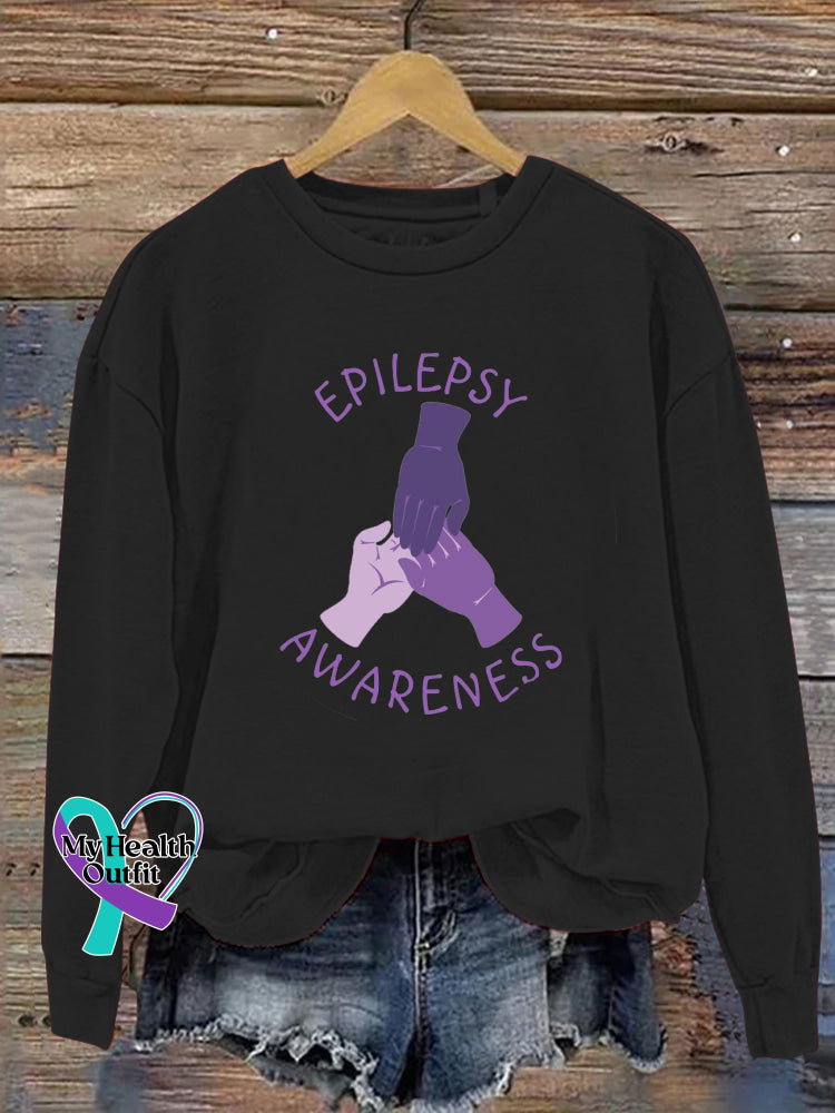 Epilepsy Awareness Printed Casual Sweatshirt Black / S