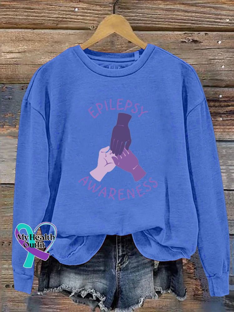 Epilepsy Awareness Printed Casual Sweatshirt Light Blue / S