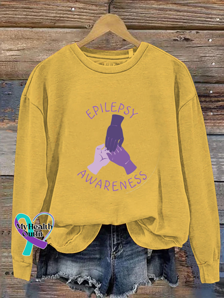 Epilepsy Awareness Printed Casual Sweatshirt Yellow / S