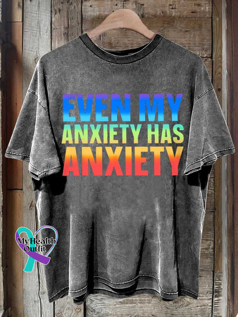 Even My Anxiety Has Ανxιετy Mental Health Awareness T-Shirt Grey / S
