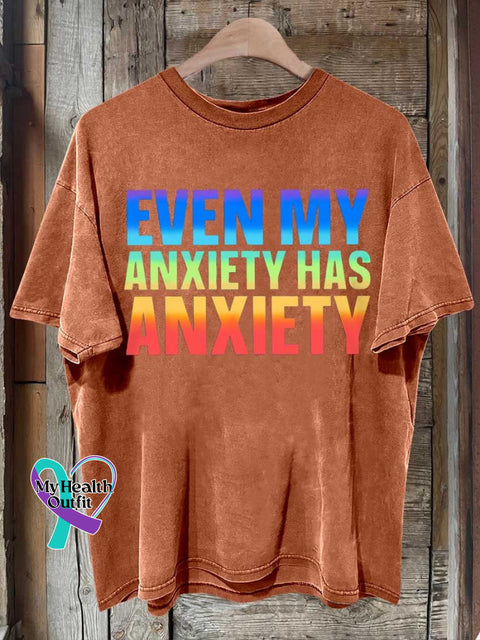 Even My Anxiety Has Ανxιετy Mental Health Awareness T-Shirt Orange / S