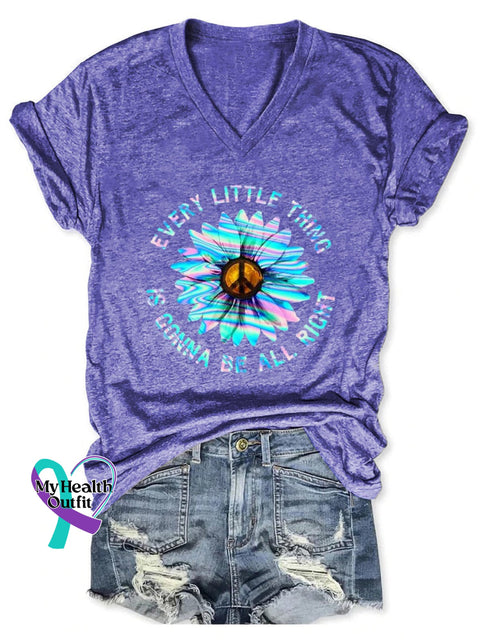 Every Little Thing Is Gonna Be All Right Art Casual T-Shirt Purple / S