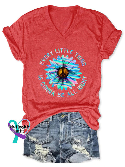 Every Little Thing Is Gonna Be All Right Art Casual T-Shirt Red / S