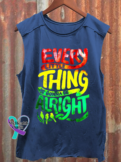 Every Little Thing Is Gonna Be Alright Art Print Casual Shirt Blue / S