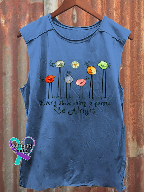 Every Little Thing Is Gonna Be Alright Art Print Casual Shirt Blue / S