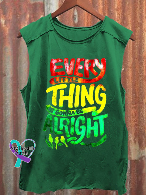 Every Little Thing Is Gonna Be Alright Art Print Casual Shirt Green / S