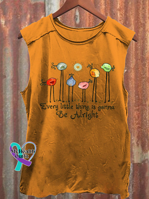 Every Little Thing Is Gonna Be Alright Art Print Casual Shirt Orange / S