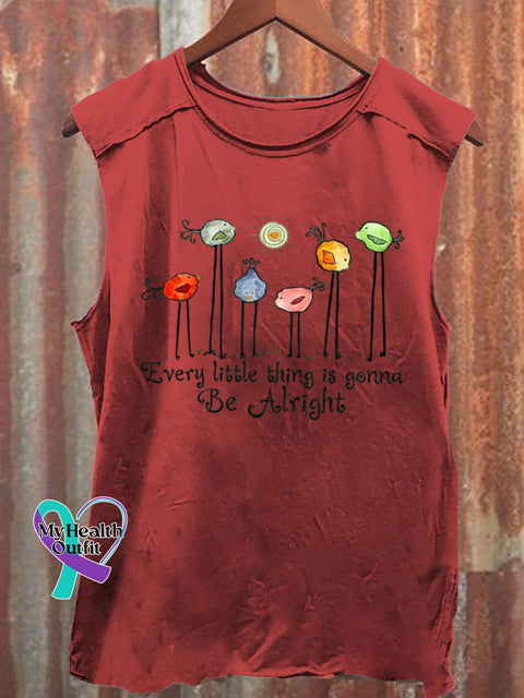 Every Little Thing Is Gonna Be Alright Art Print Casual Shirt Red / S