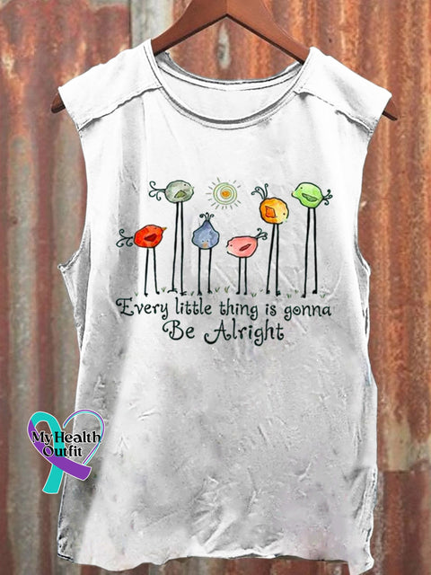 Every Little Thing Is Gonna Be Alright Art Print Casual Shirt White / S