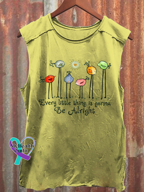 Every Little Thing Is Gonna Be Alright Art Print Casual Shirt Yellow / S