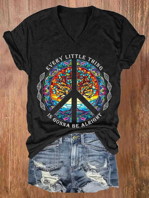 Every Little Thing Is Gonna Be Alright Art Print Casual T-Shirt Black / S