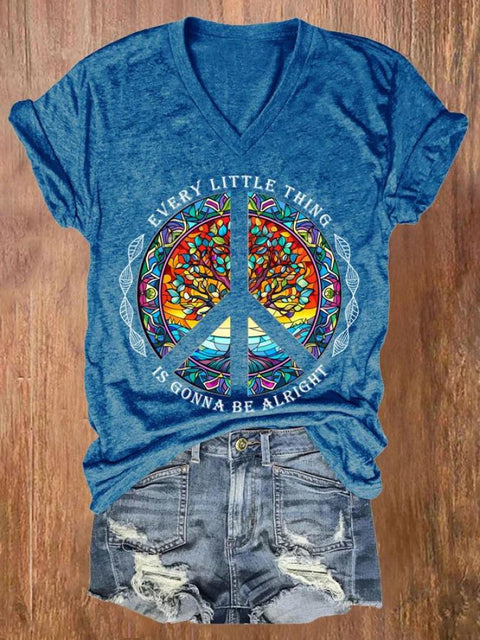 Every Little Thing Is Gonna Be Alright Art Print Casual T-Shirt Blue / S