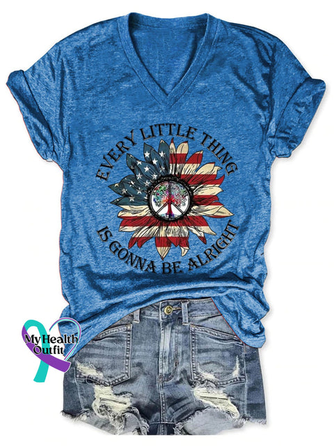 Every Little Thing Is Gonna Be Alright Art Print Casual T-Shirt Blue / S